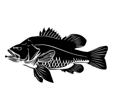 Ayrıntılı Balık Tasarımı 'nın Siyah ve Beyaz İllüstrasyonu