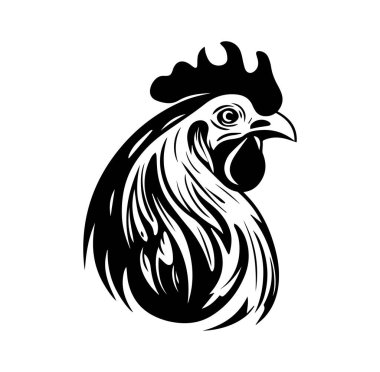 Bir Horoz Başının Sanatsal Siyah ve Beyaz Çizimi