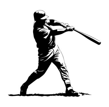 Beyzbolcu Hareketli Yarasa Siluet Tasarımı