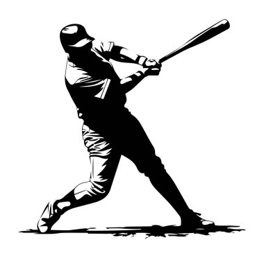 Beyzbol Oyuncusunun Dinamik Silueti Yarasayı Sallıyor