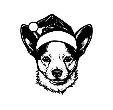 Holiday Cheer için Noel Şapkası Çizimi Giyen Sevimli Köpek