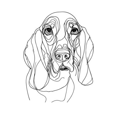 Minimalist stilde bir köpeğin yüzünün zarif çizgisi.