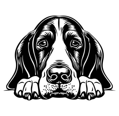 Üzgün Köpek Surat 'ın Siyah ve Beyaz Çizimi