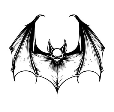 Geniş Kanatlı ve Etkileyici Yüzlü Karmaşık Yarasa Çizimi