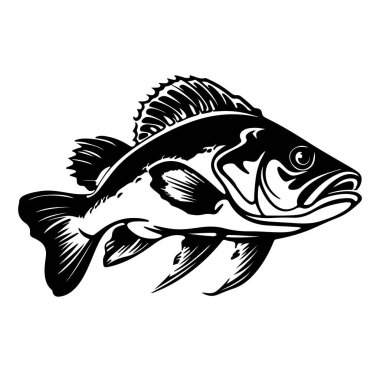 Tatlı Su Balığı Tasarımı 'nın Siyah ve Beyaz İllüstrasyonu