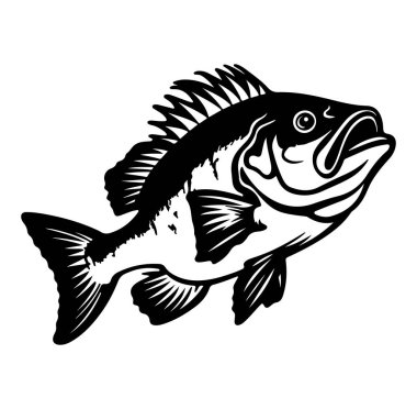 Ayrıntılı Balık Tasarımı 'nın Siyah ve Beyaz İllüstrasyonu