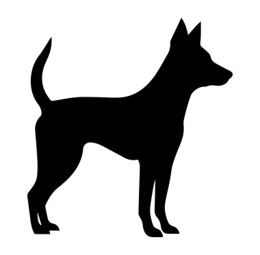 Beyaz Arkaplanda Profil Görünümündeki Bir Köpeğin Silueti