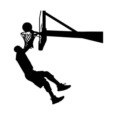 Basketbolcu Dinamik Hareket Duruşuna Batan Siluet