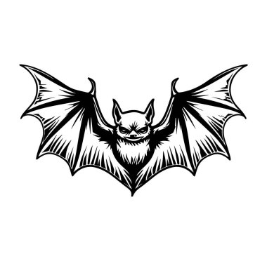 Cadılar Bayramı için Klasik Gotik Biçimli Korkunç Yarasa Çizimi