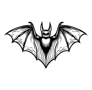 Vintage Biçim Tasarımında Genişletilmiş Kanatları olan Kral Yarasa