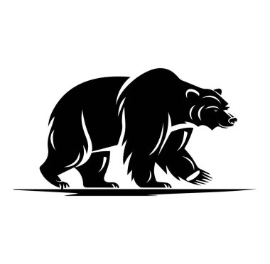 Siyah Ayı Beyaz Arkaplanda Yürüyen Siluet