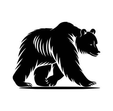 Siyah ve Beyaz Ayı Silüeti Grafik Tasarımı İçin Yürüyor