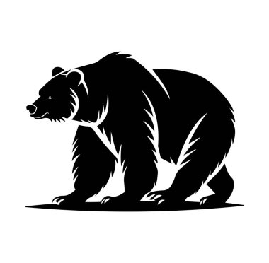 Tasarım Kullanımı için Siyah ve Beyaz Sanatsal Ayı Silueti