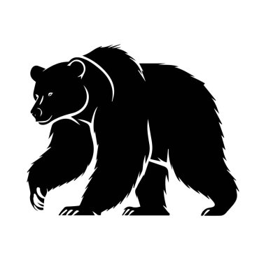 Yürüyen Boz Ayı Çiziminin Siyah Silueti