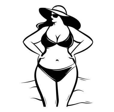 Bikini 'deki Havuz başında Şapkalı Şık Kadın