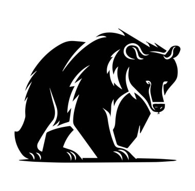 Grafik Tasarımı İçin Siyah Ayı Silueti Beyaz Arkaplanda