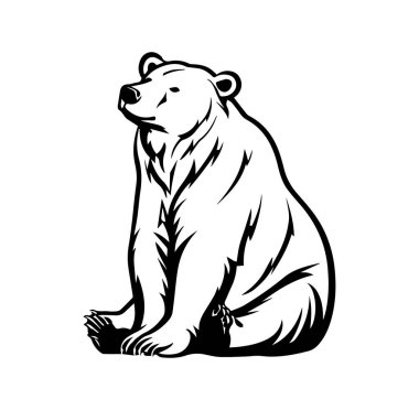 Oturan Ayı 'nın Siyah ve Beyaz Çizimi