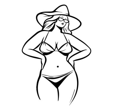 Bikini 'de Şapkalı ve Gözlüklü Kadın Sanatsal Tarzında