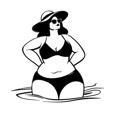 Bikini 'li Kadın Şık Aksesuarlarla Suyun İçinde Rahatlıyor