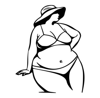 Mayo Giyen Kıvrımlı Kadın Sahilde Yazın tadını çıkarıyor