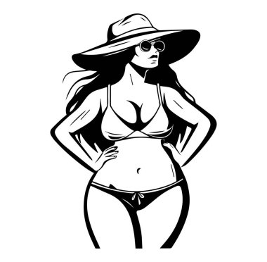 Güneş Gözlüklü ve Şapkalı Şık Kadın Yaz Titreşimleri Keyifli