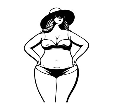 Mayo giymiş şık bir kadın Sahilde kendine güvenen pozlar veriyor