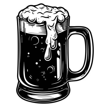 Köpüklü ve köpüklü klasik siyah bira kupası.