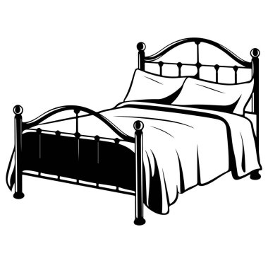 Siyah ve Beyaz Sanatta zarif Viktorya dönemi Demir Yatak Tasarımı