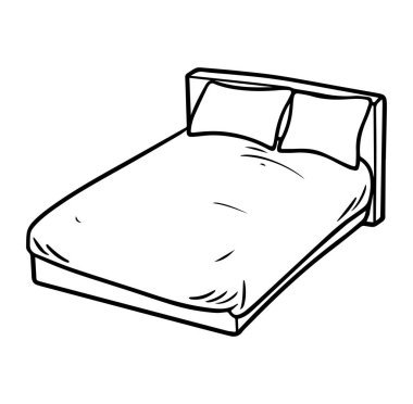 Basit bir Minimalist Yatak Tasarımı Çizimi