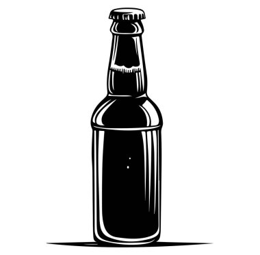 Siyah ve Beyaz Vintage Stili Cam Şişe İllüstrasyonu