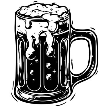 Bir Bira Kupasının Detaylı Siyah ve Beyaz ResmiComment