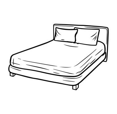 Yastıklı ve Yataklı Rahat Yatağın Basit Tasviri