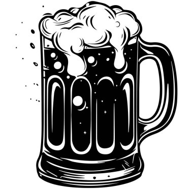 Köpüklü Bira Kupasının Siyah ve Beyaz Fotoğrafı