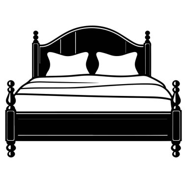 Yastıklı rahat bir yatağın klasik mobilya tasarımı