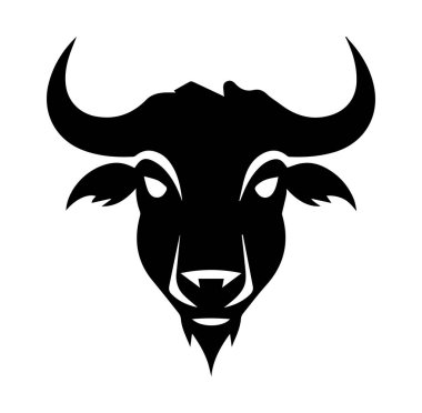Boynuzlu ve Yüz Özellikli Bir Bufalo Başının Cesur Silueti