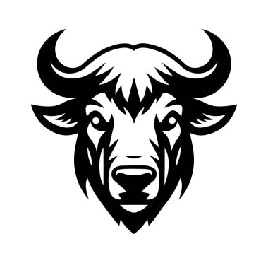 Cesur Siyah ve Beyaz Bufalo Başlı Çizim Tasarımı