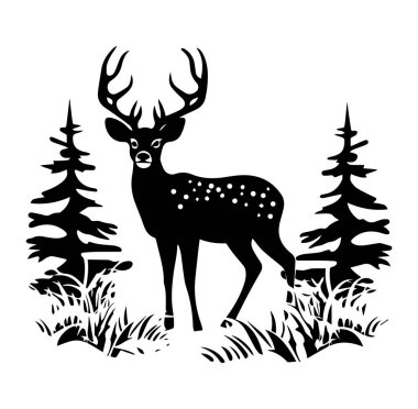 Ağaçların ve otların arasındaki Geyiğin Zarif Silüeti