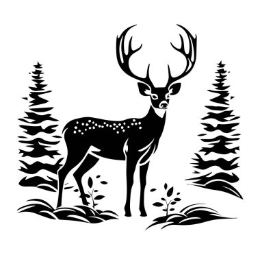 Orman Sahnesi Tasarımındaki Geyiğin Sanatsal Silueti