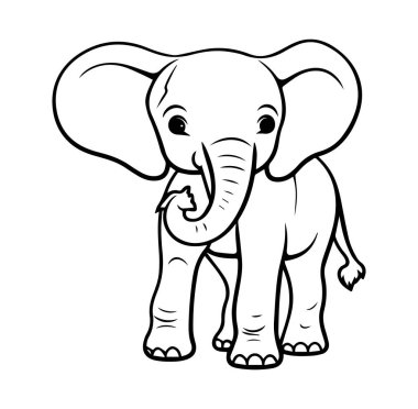 Çocuk Boyama Kitabı İllüstrasyonu için Şirin Çizgi Film Fili