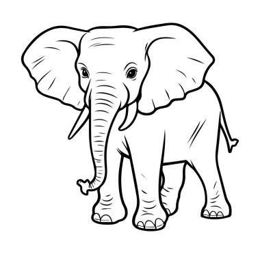 Renklendirme veya Tasarım İçin Sevimli Fil Tasarımı Çizimi