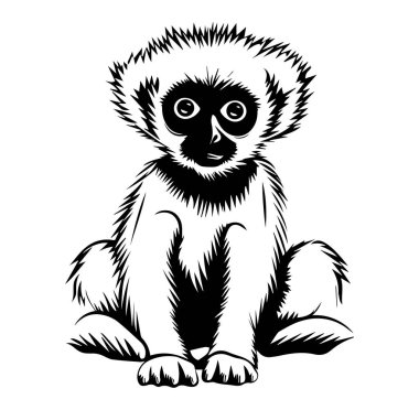 Genç Oturan Maymun 'un Şirin Sanatsal İllüzyonu