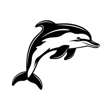 Siyah ve Beyaz Tasarımlı Biçimli Yunus Silueti