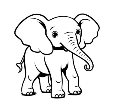 Çocuk Tasarımları İçin Şirin Fil Çizimi