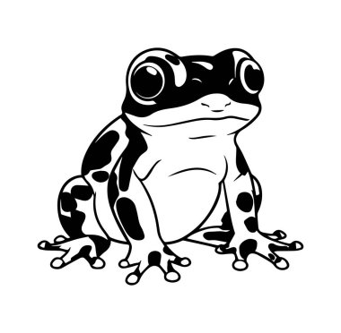Kalın Şekilli Siyah ve Beyaz Kurbağa Çizimi
