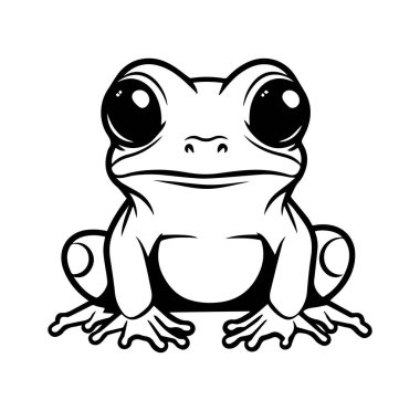 Büyük Gözlü ve Basit Tasarımlı Şirin Kurbağa Çizimi