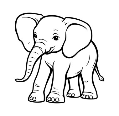 Çocuk Sanatı için Şirin ve Oyuncu Fil Çizimi