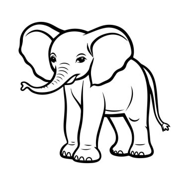 Çocuk Tasarımı İçin Şirin Çizgi Film Bebek Fil Çizimi