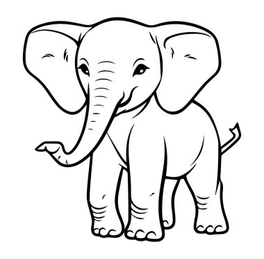 Basit Satır Sanat Biçiminde Sevimli Fil Karakteri