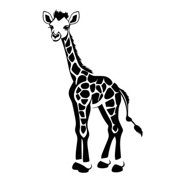 Grafik Tasarımı için Siyah ve Beyaz Zürafa Çizimi