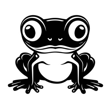 Büyük Gözlü Bir Kurbağa 'nın Siyah ve Beyaz Çizimi